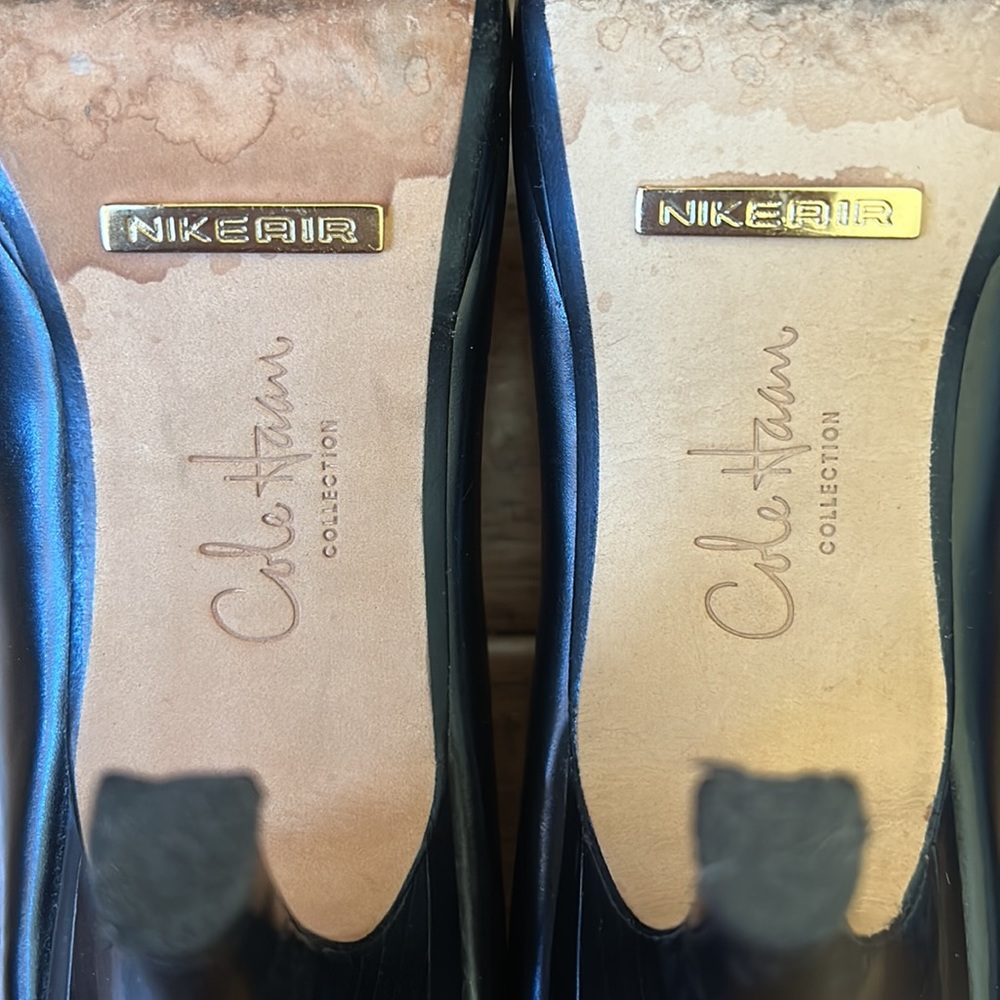Cole Haan Nike Air Carma Black Leather Pump Square Toe Size 9.5 - Picture 11 of 12